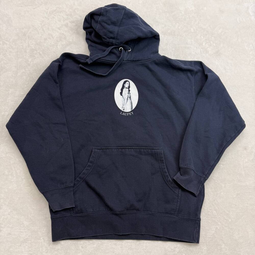 Laufey The Goddess Tour 2024 Concert Men's Navy Blue Hoodie Size L Music Merch